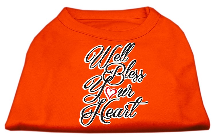 Well Bless Your Heart Screen Print Dog Shirt Orange XXXL